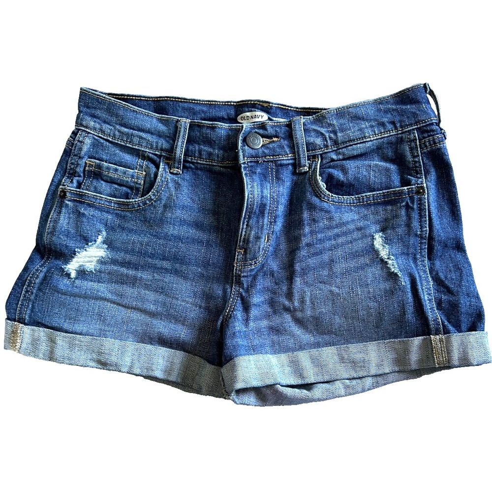 Old Navy Boyfriend Shorts Women Sz: 2 Waist 28" Denim Distressed Cuffed Hem